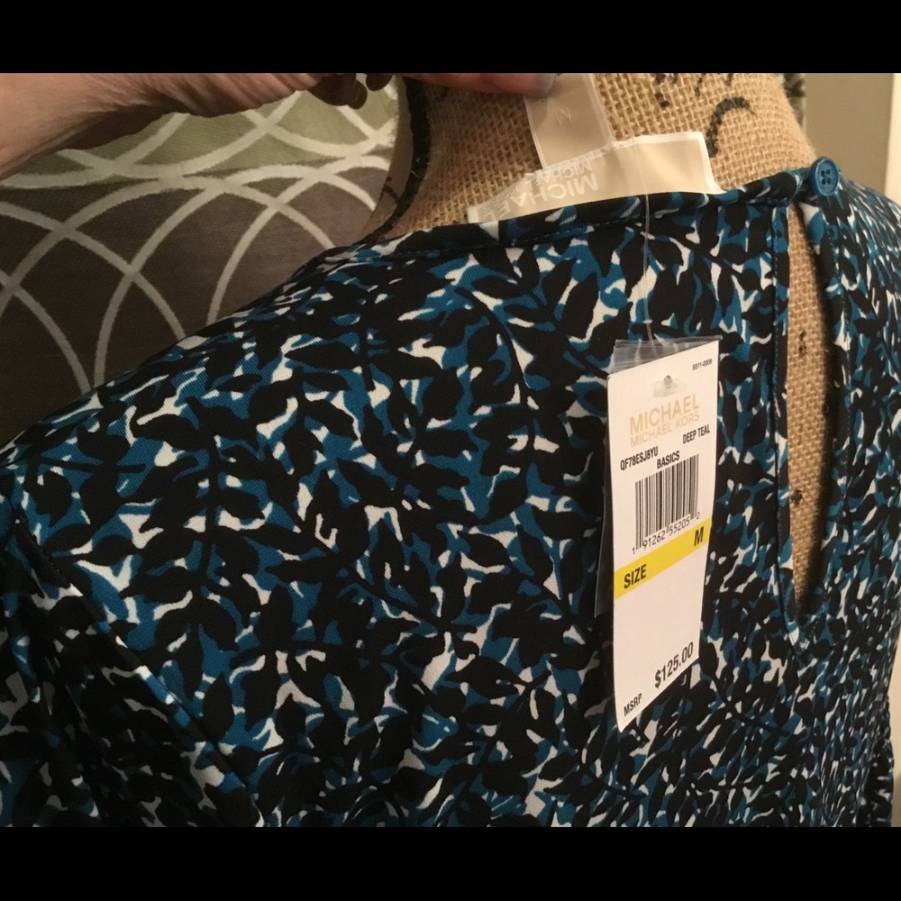 MICHAEL Michael Kors Deep Teal Leaf Dress NWT Med - Picture 2 of 8